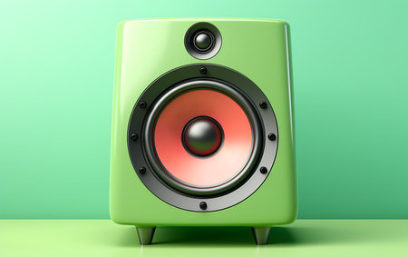 Green loudspeaker on a green background. 3d render. music conceptの素材