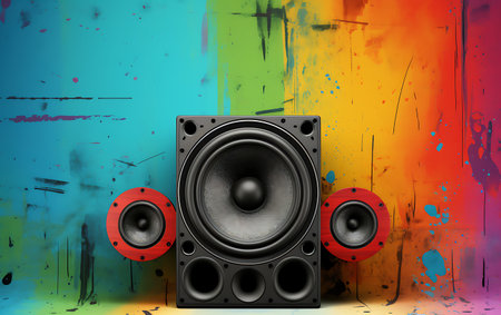 speaker on a background. 3d render. music conceptの素材