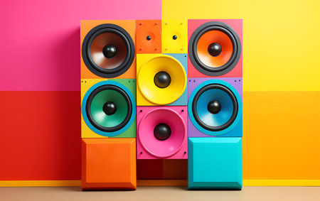 speaker on a background. 3d render. music conceptの素材