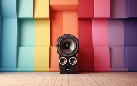 speaker on a background. 3d render. music conceptの素材
