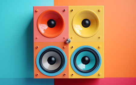 speaker on a background. 3d render. music conceptの素材