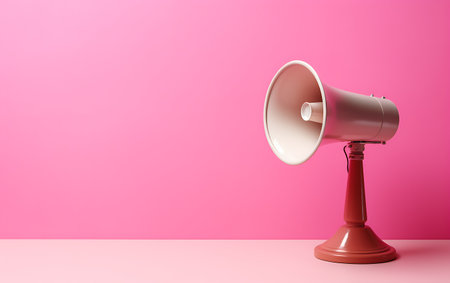 Megaphone on pink background with copy space. 3d renderingの素材