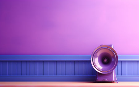 purple music speaker in front of a purple wall. 3d renderingの素材