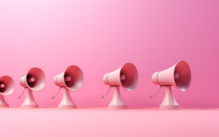 3d rendering pink megaphone on pink background with copy spaceの素材