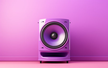 Purple speaker on a pink background. 3d render. music conceptの素材