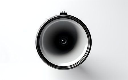3d rendering of a loudspeaker isolated in white studio background.の素材