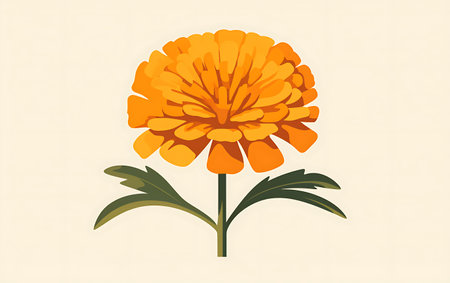 Illustration of a marigold flower on a light background.の素材