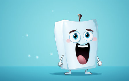 Cute cartoon tooth character on plain background. 3D Renderingの素材