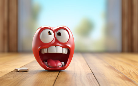 Cute cartoon tooth character on blue background. 3D Renderingの素材