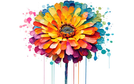 Colorful watercolor flower isolated on white background. Vector illustration.の素材