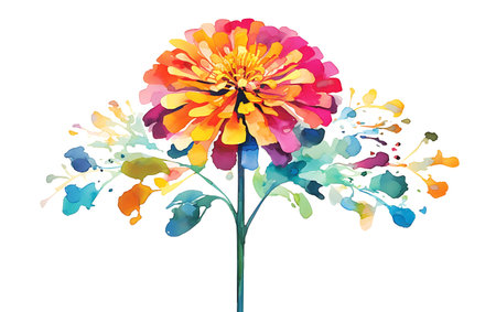 Watercolor Marigold flower isolated on white background. Vector illustration.の素材