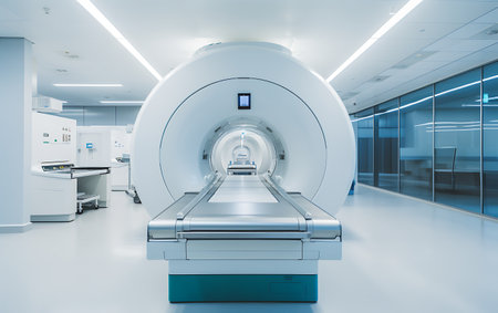 Medical equipment in a modern hospital. MRI machine. Medical background.の素材