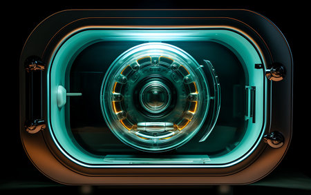 Futuristic HUD headlight on black background. 3d renderingの素材