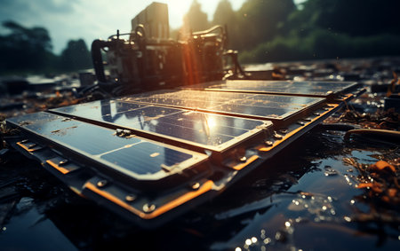 Solar panel End of life renewable energy hardware hard to recycle Renewable energy conceptの素材