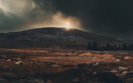 Sunset over the mountain range in the Carpathians, Ukraineの素材