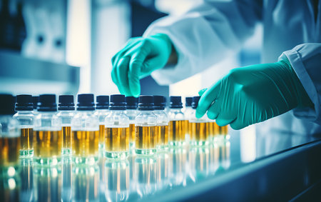 scientist working with test tube in laboratory, science research and development conceptの素材