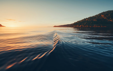 Sunset on lake Baikal, Russia. Long exposure.の素材