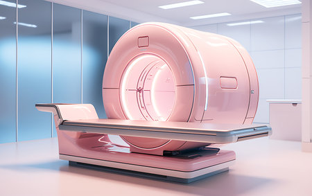 3D rendering of a modern medical room with a ct scannerの素材
