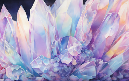 3d render, abstract background with crystals in blue and pink colorsの素材