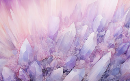 Purple and pink crystals on a white background. 3d renderingの素材