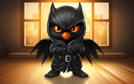 cute black halloween dracula standing in the roomの素材