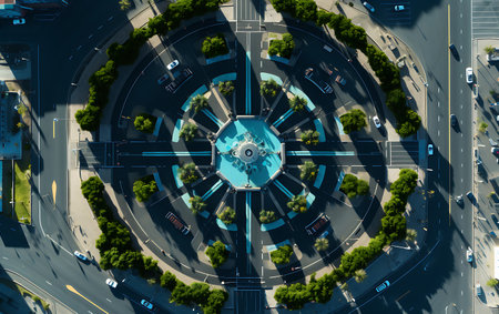 Aerial view of a futuristic city. 3D Rendering.の素材