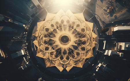 3d rendering of abstract geometric shapes in space. Computer digital drawing.の素材