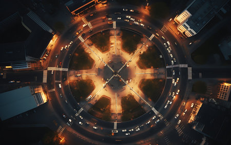 Abstract futuristic city at night. 3d rendering toned image double exposureの素材