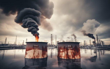 Smoke from a chimney of a petrochemical plant.