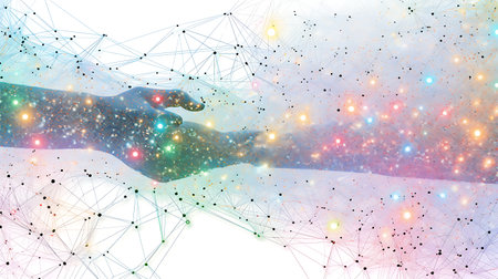 Abstract Polygonal Space Background with Connecting Dots and Linesの素材