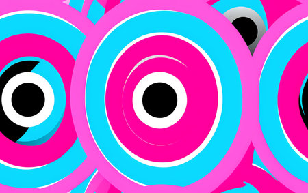 Abstract background with concentric circles in pink and blue colors. illustrationの素材