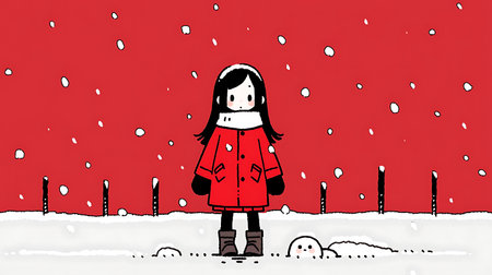 Illustration of a Cute Little Girl anime style.の素材