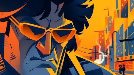 Illustration of a cute cartoon anime girl.の素材