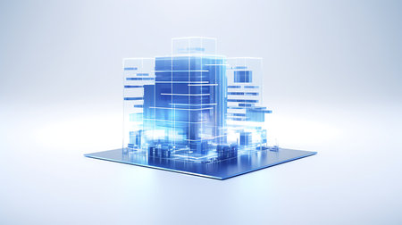3D render of a skyscraper on a white background. 3D renderingの素材