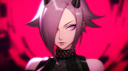 3D Illustration of a Fantasy Female Character in a Red Backgroundの素材