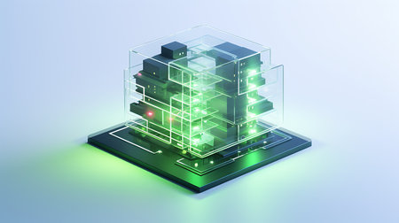 Isometric server room, data center and cloud computing concept. 3d vector illustration.の素材