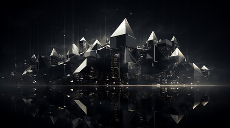 Reflection of modern cityscape and reflection in water. mixed-mediaの素材