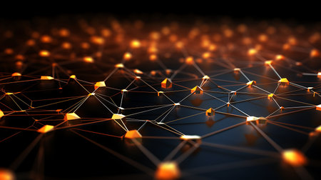 Abstract 3d rendering of network connection. Futuristic technology background.の素材
