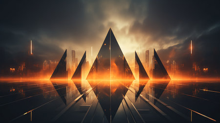 Futuristic technology background. 3d rendering toned image double exposureの素材