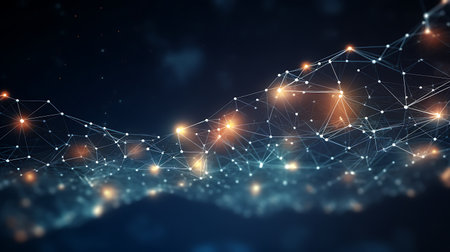 Abstract polygonal space low poly dark background with connecting dots and lines. Connection structure. 3d renderingの素材