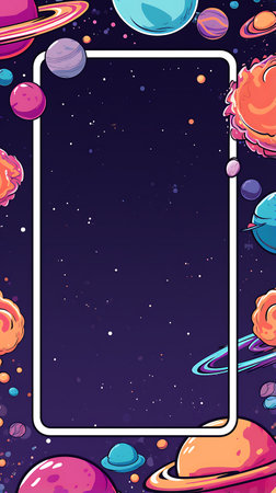 Frame template with space theme background illustration,eps10,vector.の素材