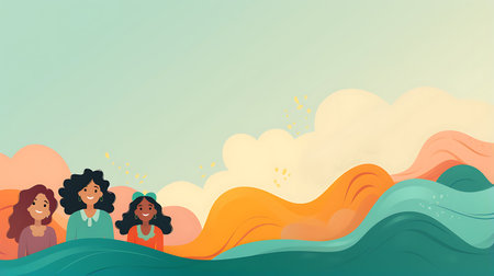Vector illustration of a happy family on the beach. Happy family concept.の素材
