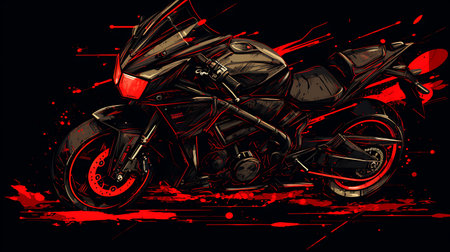 Motor cycle illustration color art grunge brush. Vector illustration.の素材