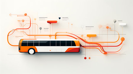 Abstract transport background with bus. Vector illustration. Eps 10 files.の素材
