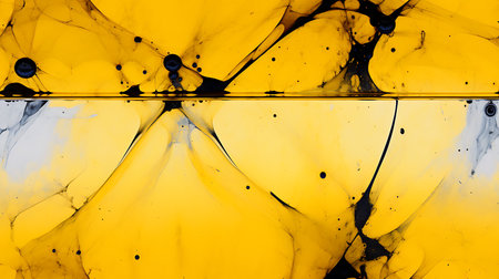 Yellow and black oil paint splashes. Abstract background for design.の素材
