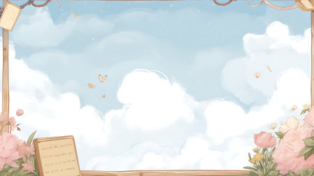 Beautiful spring teacher frame background with daffodils and butterflies.の素材