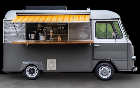 Food truck mock up isolated background.の素材