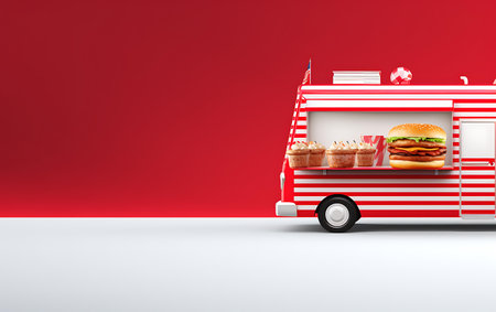 Food truck mock up isolated background.の素材