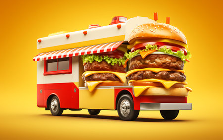 Food truck mock up isolated background.の素材