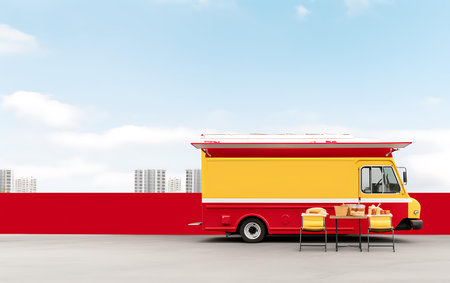 Food truck mock up isolated background.の素材